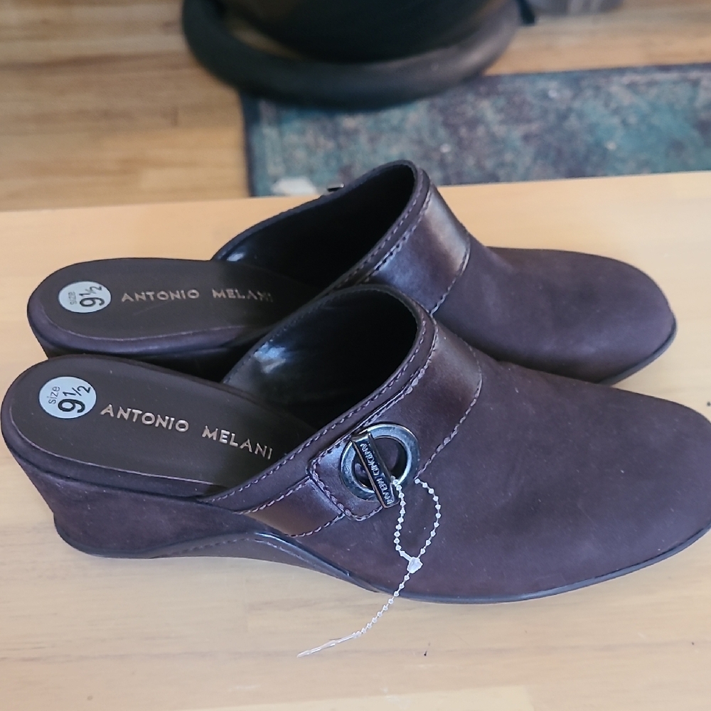 ANTONIO MELANI Chocolate Brown Women's Mules